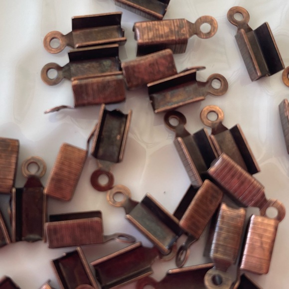 45 Fold Over Cord End Findings in Antique Copper Tone for Jewelry Craft Making - Picture 2 of 6